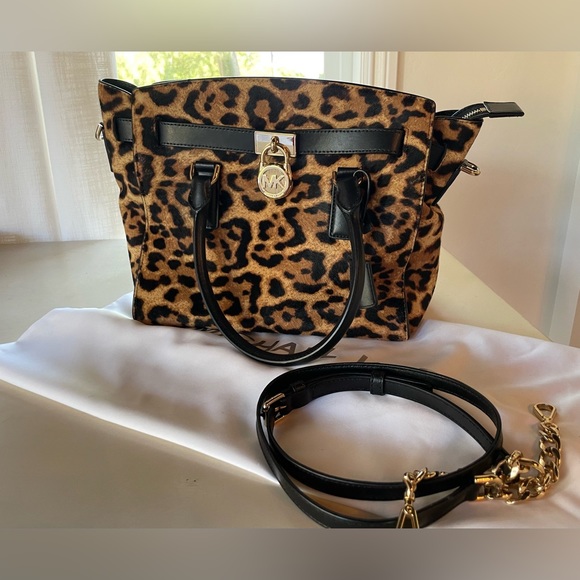 Michael Kors Handbags - Authentic Michael Kors Hair On Animal Print Hamilton Handbag, Detachable Strap